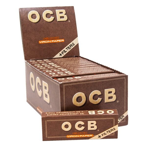 OCB Virgin Unbleached 1 1/4 +Filters Box of 24