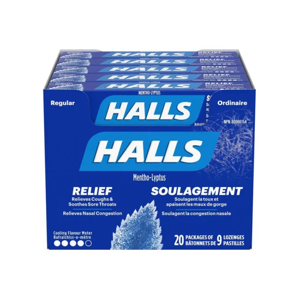 Halls Regular Cough Drops 9 count, 20 Packs