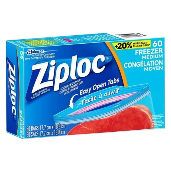 Ziploc Freezer Bag Medium Size 60 Bags