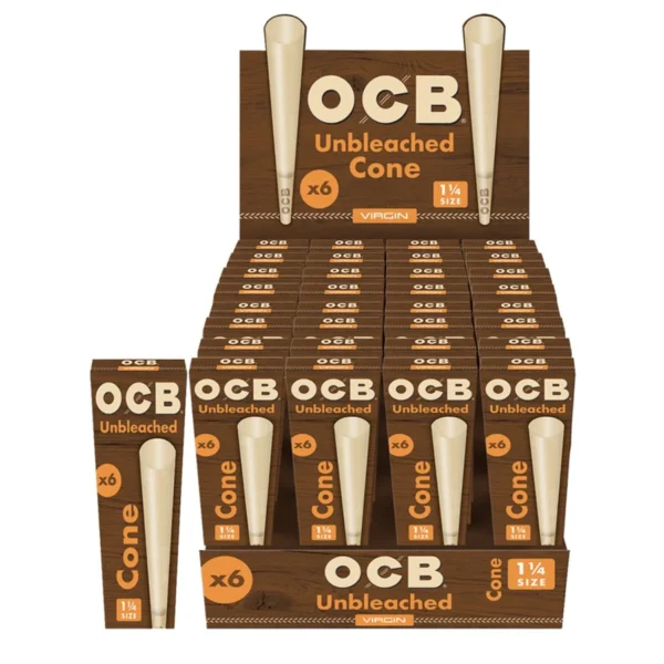 OCB Virgin Unbleached Cone 1 1⁄4 pack 32x6