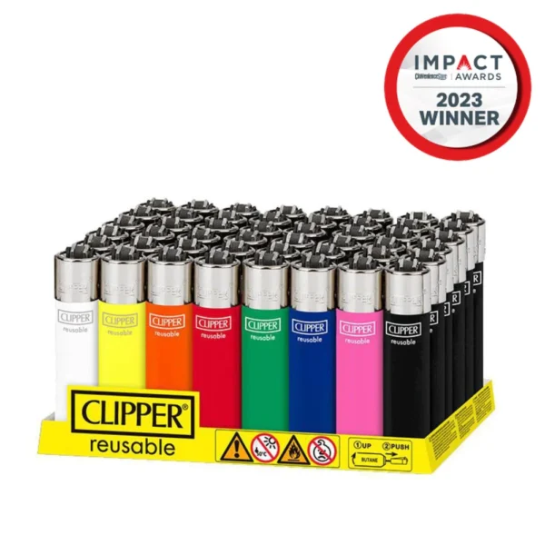 Clipper Classic Large Lighter Solid Assorted Colours (48 lighters)