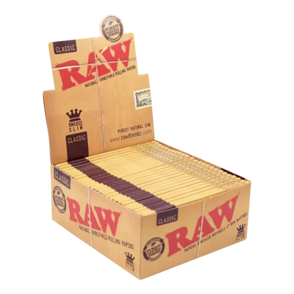 RAW Classic King Size Slim Rolling Papers - 50 Packs/Box